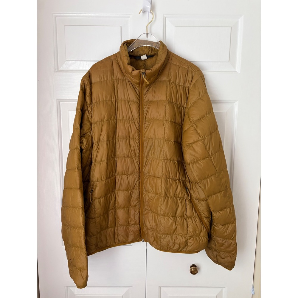 REI Co-op 650 Down Jacket 2.0 Mens L Brown Puffer Full Zip Mock Neck Fall Winter